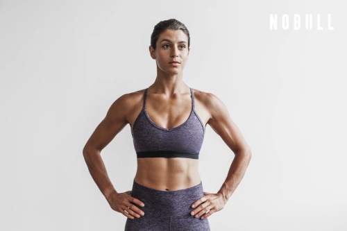 NOBULL Matte V-neck Womens Sports Bras Purple UK-UJR39